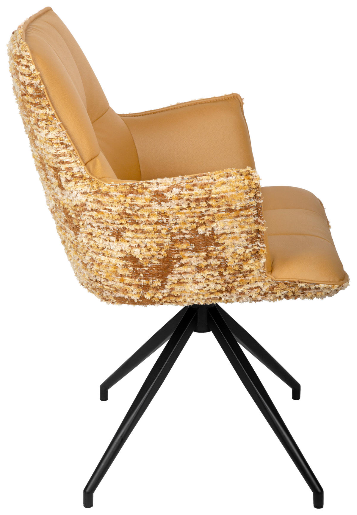 ARMLEHNSTUHL  in Eisen Jacquard, Mikrofaser  - Cognac/Schwarz, Design, Textil/Metall (59/89,5/63cm) - Novel