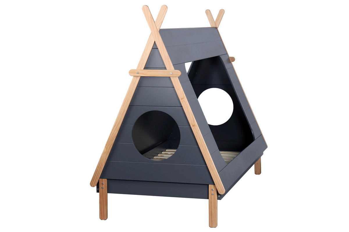 HUSSÄNG 90/200 cm  - mörkgrå/naturfärgad, Design, trämaterial/trä (90/200cm) - Livetastic