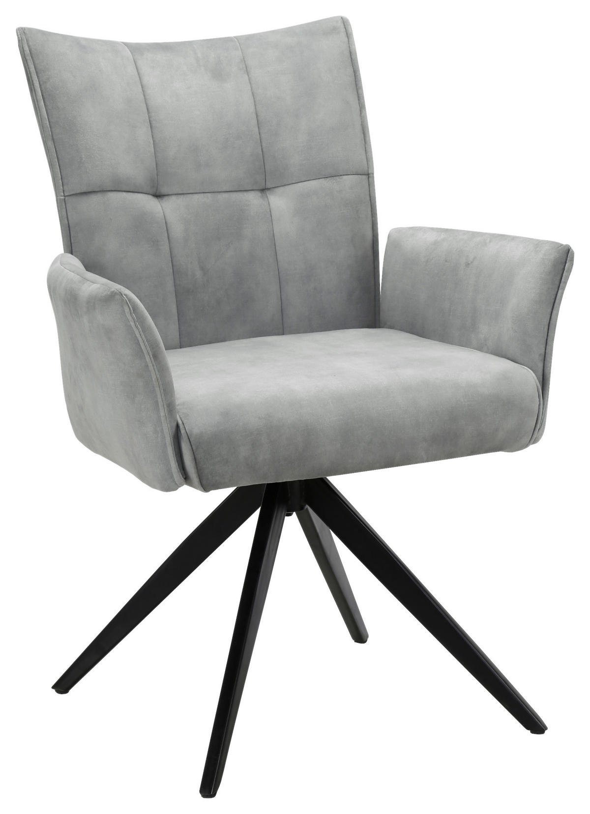 ARMLEHNSTUHL  in Eisen Samt  - Hellgrau/Schwarz, Design, Textil/Metall (62/92/66cm) - Hom`in