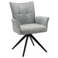 ARMLEHNSTUHL  Stoffauswahl, Sitzfläche 360° drehbar, inklusive Armlehnen Samt  - Hellgrau/Schwarz, Design, Textil/Metall (62/92/66cm) - Hom`in