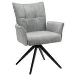 ARMLEHNSTUHL  Stoffauswahl, Sitzfläche 360° drehbar, inklusive Armlehnen Samt  - Hellgrau/Schwarz, Design, Textil/Metall (62/92/66cm) - Hom`in