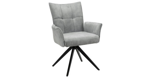 ARMLEHNSTUHL  Stoffauswahl, Sitzfläche 360° drehbar, inklusive Armlehnen Samt  - Hellgrau/Schwarz, Design, Textil/Metall (62/92/66cm) - Hom`in