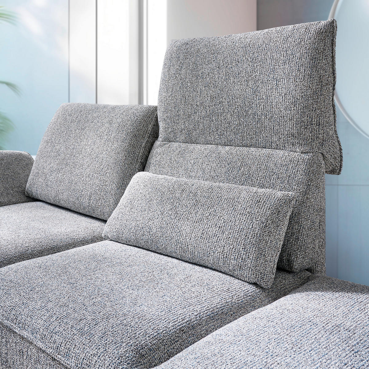 ECKSOFA in Chenille Beige  - Beige/Schwarz, Design, Holz/Textil (132/240cm) - Koinor