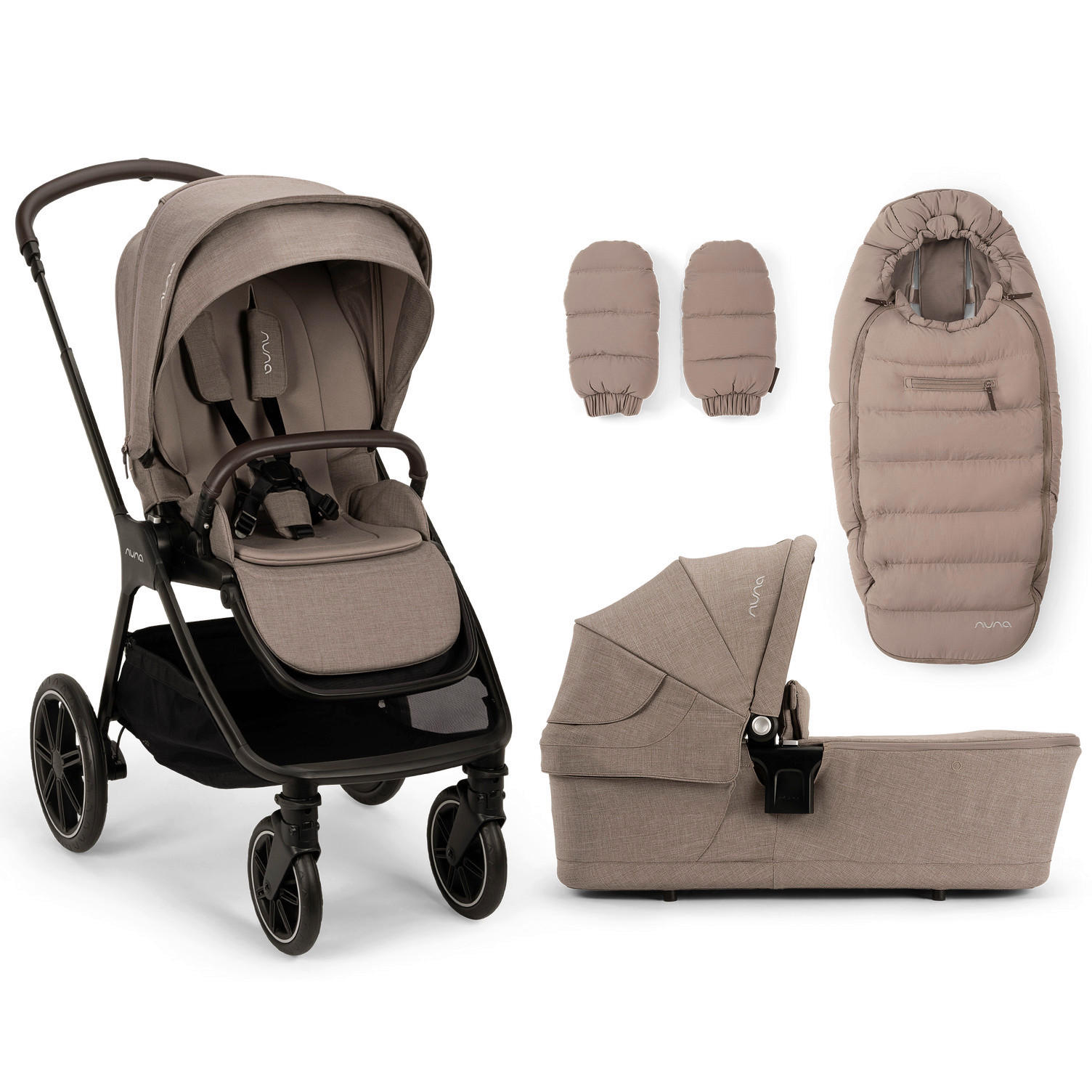 KINDERWAGENSET  TRIV lx Cedar  Cedar  - Sandfarben/Schwarz, Basics, Kunststoff/Metall (96/58/109cm) - Nuna