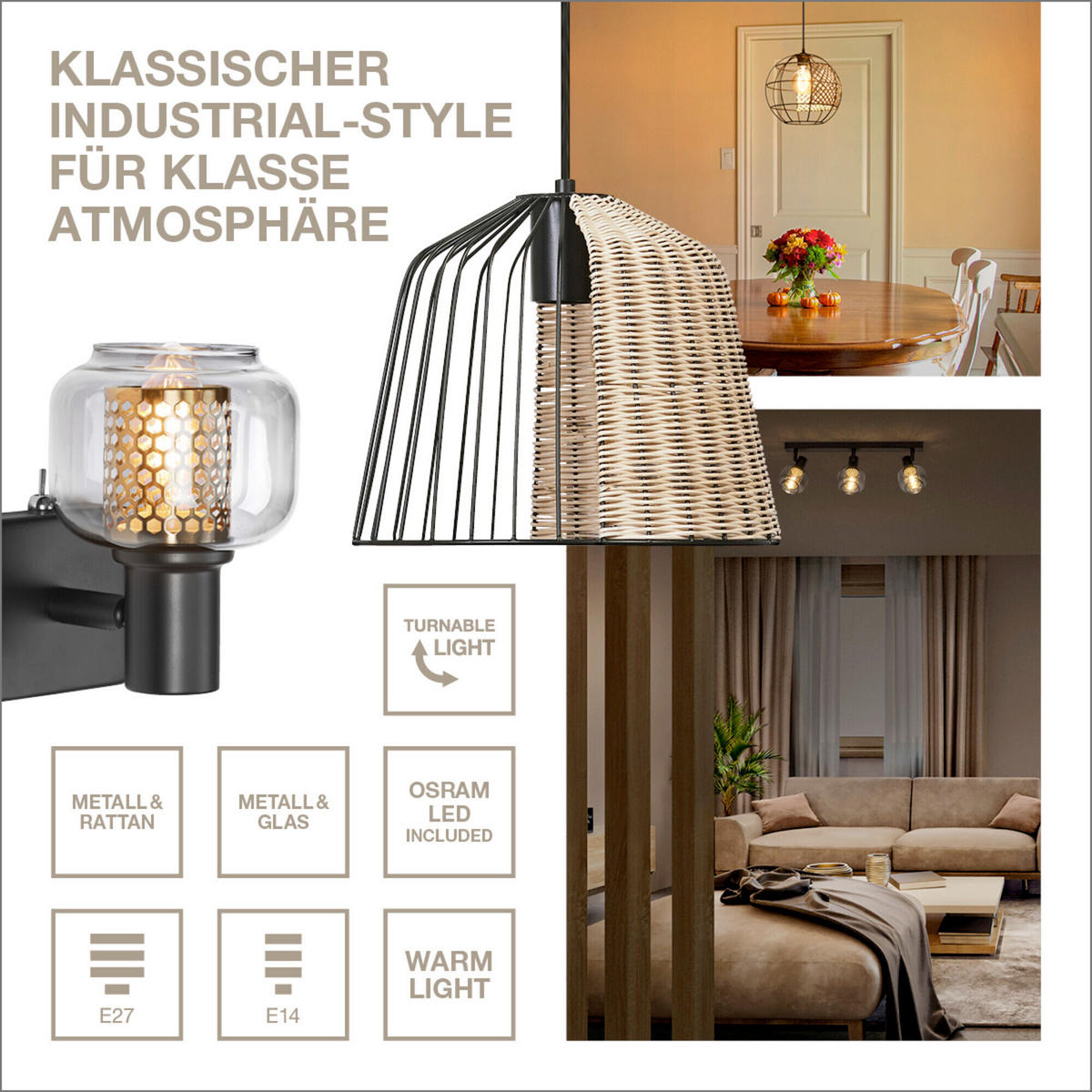 LED-STRAHLER 36.5/17.6 cm   - Schwarz, Basics, Glas/Metall (36.5/17.6cm) - Osram