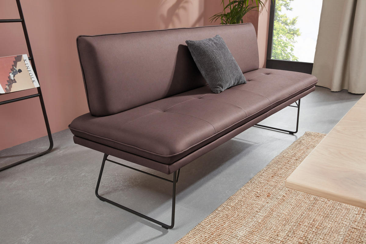 SITZBANK in Metall, Textil Schwarz, Dunkelbraun  - Dunkelbraun/Schwarz, Design, Textil/Metall (195/87/65cm) - Dieter Knoll