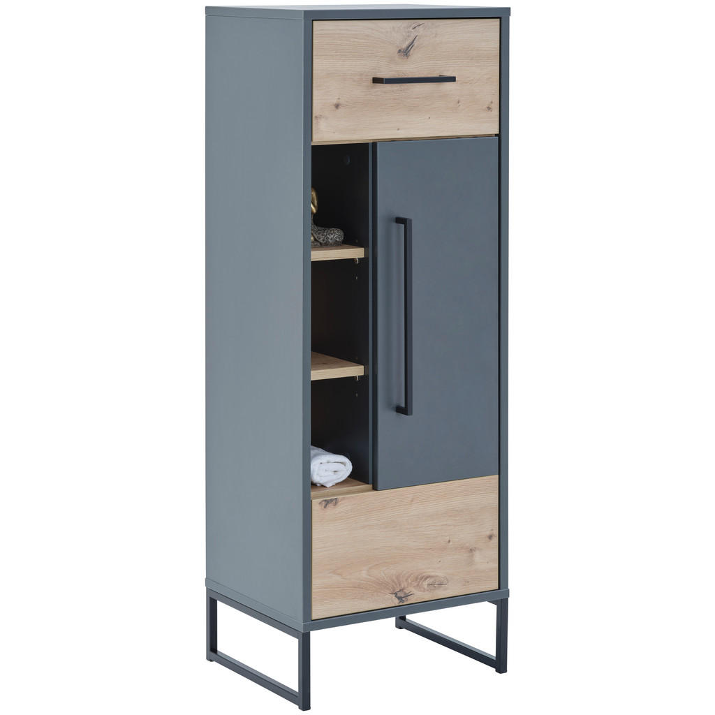 Badezimmer Unterschrank Fabio 40x103 Cm Anthrazit / Eichef.