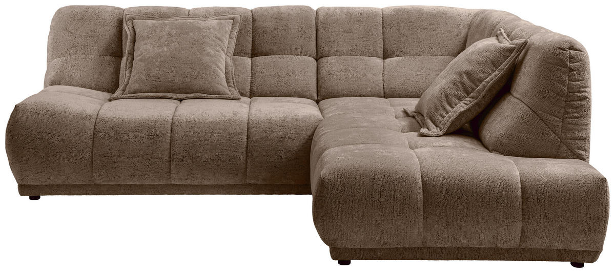ECKSOFA Chenille Braun  - Schwarz/Braun, Modern, Kunststoff/Textil (254/203cm) - Livetastic