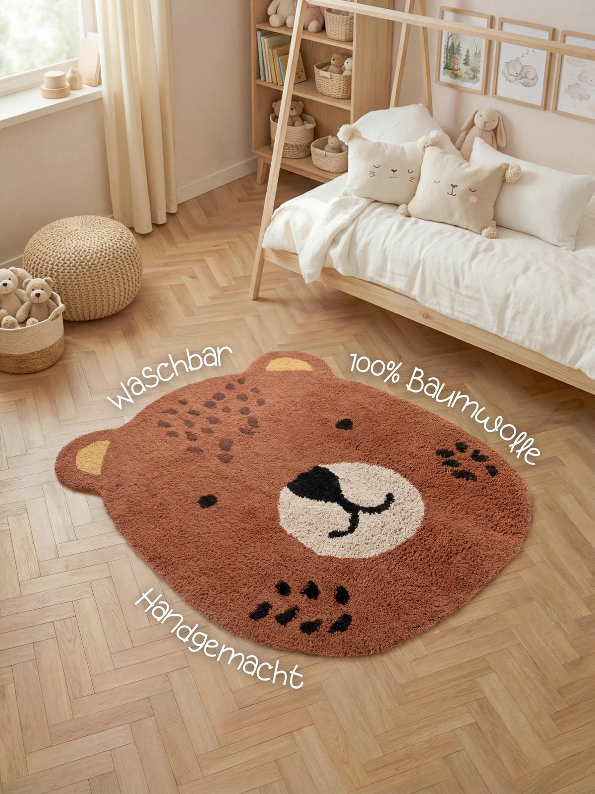KINDERTEPPICH 120/149 cm Snuggle Benni Bär  - Multicolor/Braun, Basics, Kunststoff/Textil (120/149cm) - Hanse Home