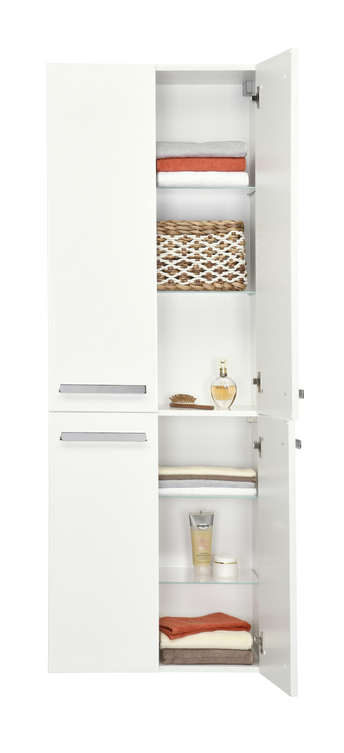 HOCHSCHRANK 60/168/33 cm  - Chromfarben/Weiß, KONVENTIONELL, Glas/Holzwerkstoff (60/168/33cm) - Sadena