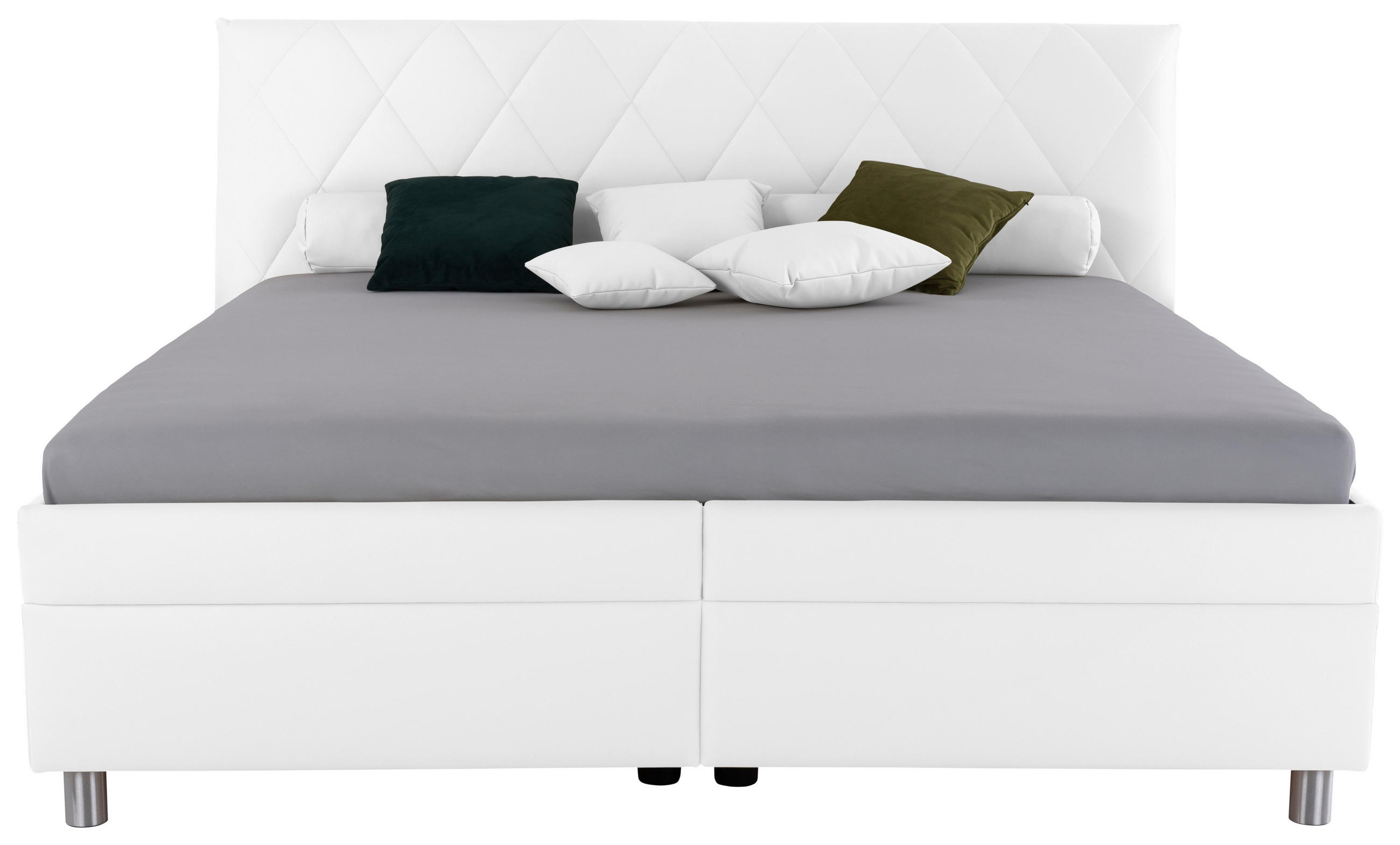 POLSTERBETT Matratze, gepolstertes Kopfteil, Lattenrost, Bettkasten 200/200 cm  in Weiß  - Birkefarben/Silberfarben, KONVENTIONELL, Holz/Textil (200/200cm) - Esposa