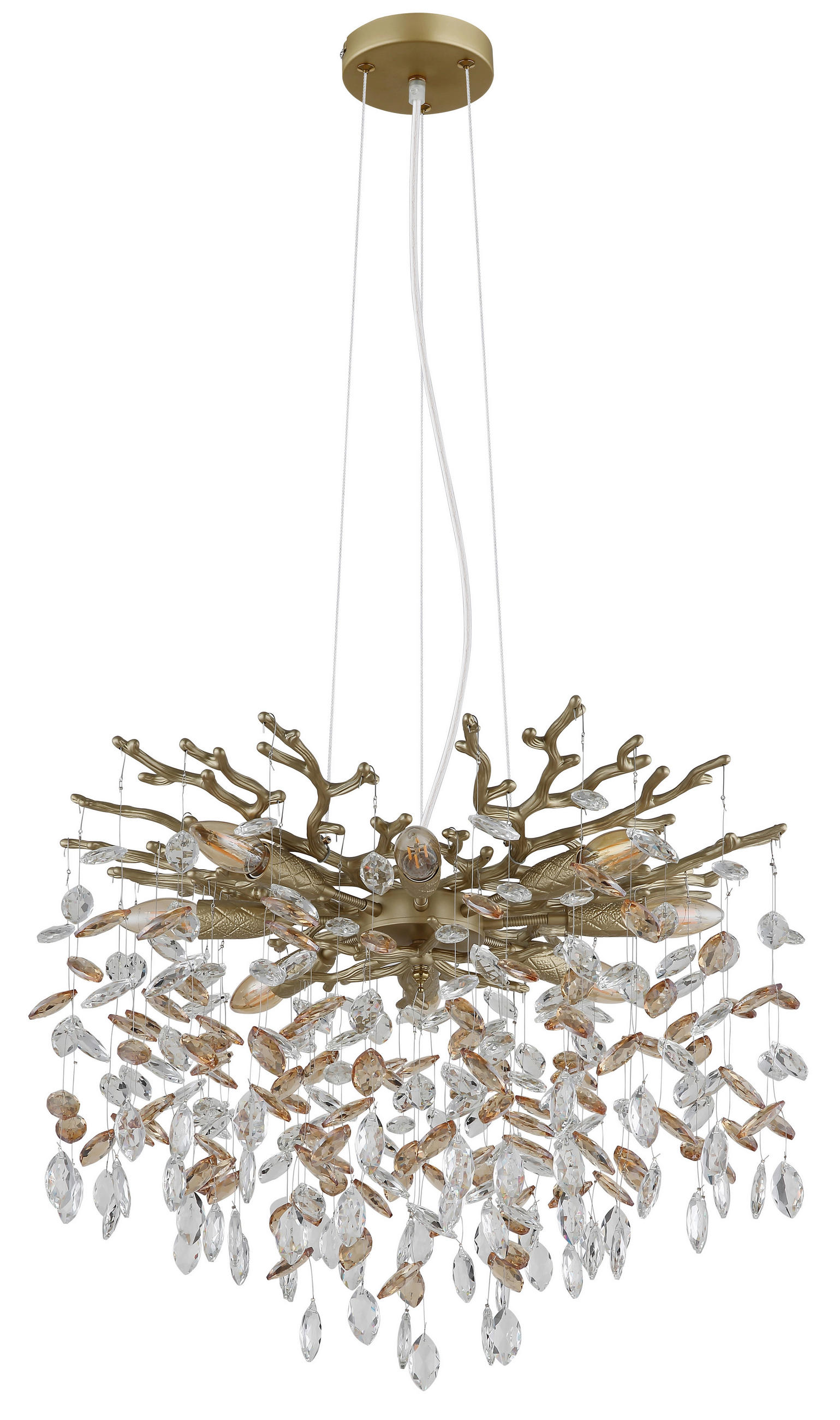 HÄNGELEUCHTE Queena 60/120 cm  - Klar/Goldfarben, Design, Glas/Metall (60/120cm) - Globo