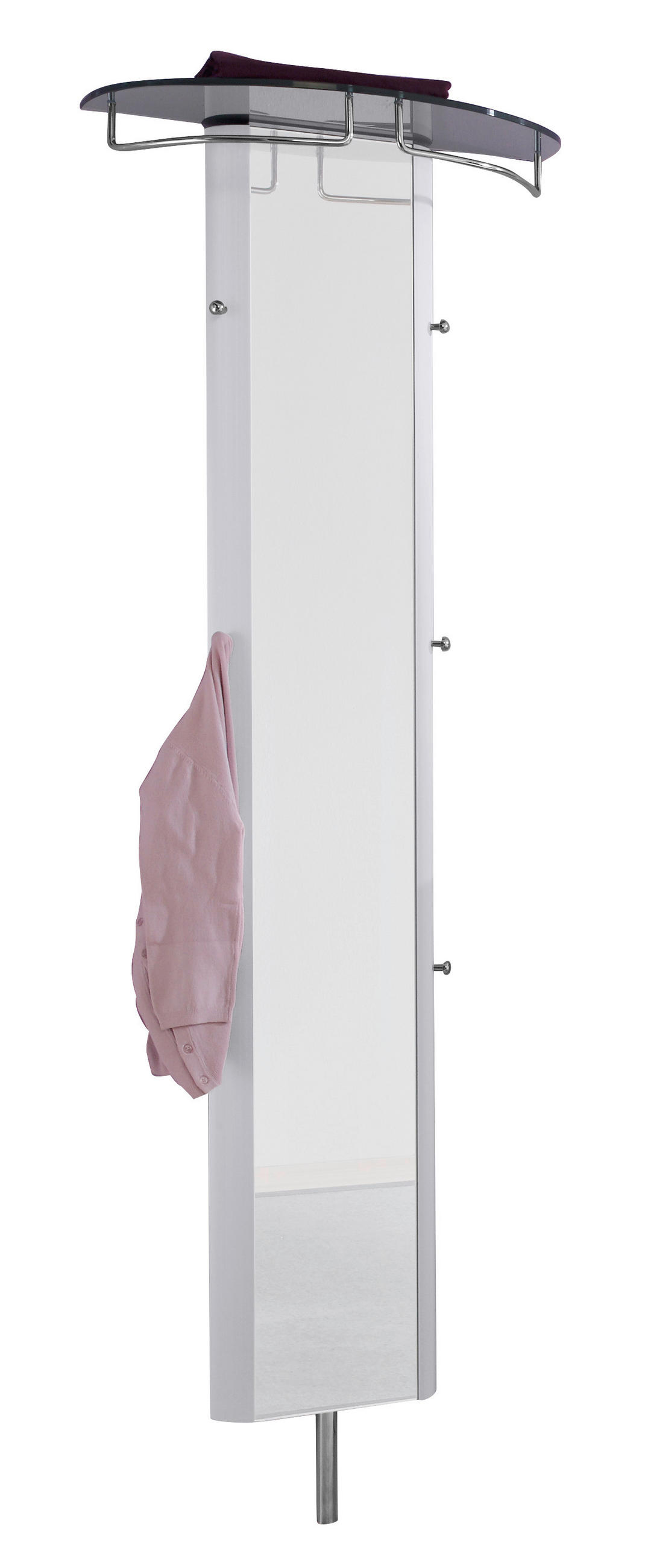 GARDEROBENPANEEL 63/192/26 cm  - Weiss Hochglanz/Alufarben, Basics, Glas/Metall (63/192/26cm) - Moderano