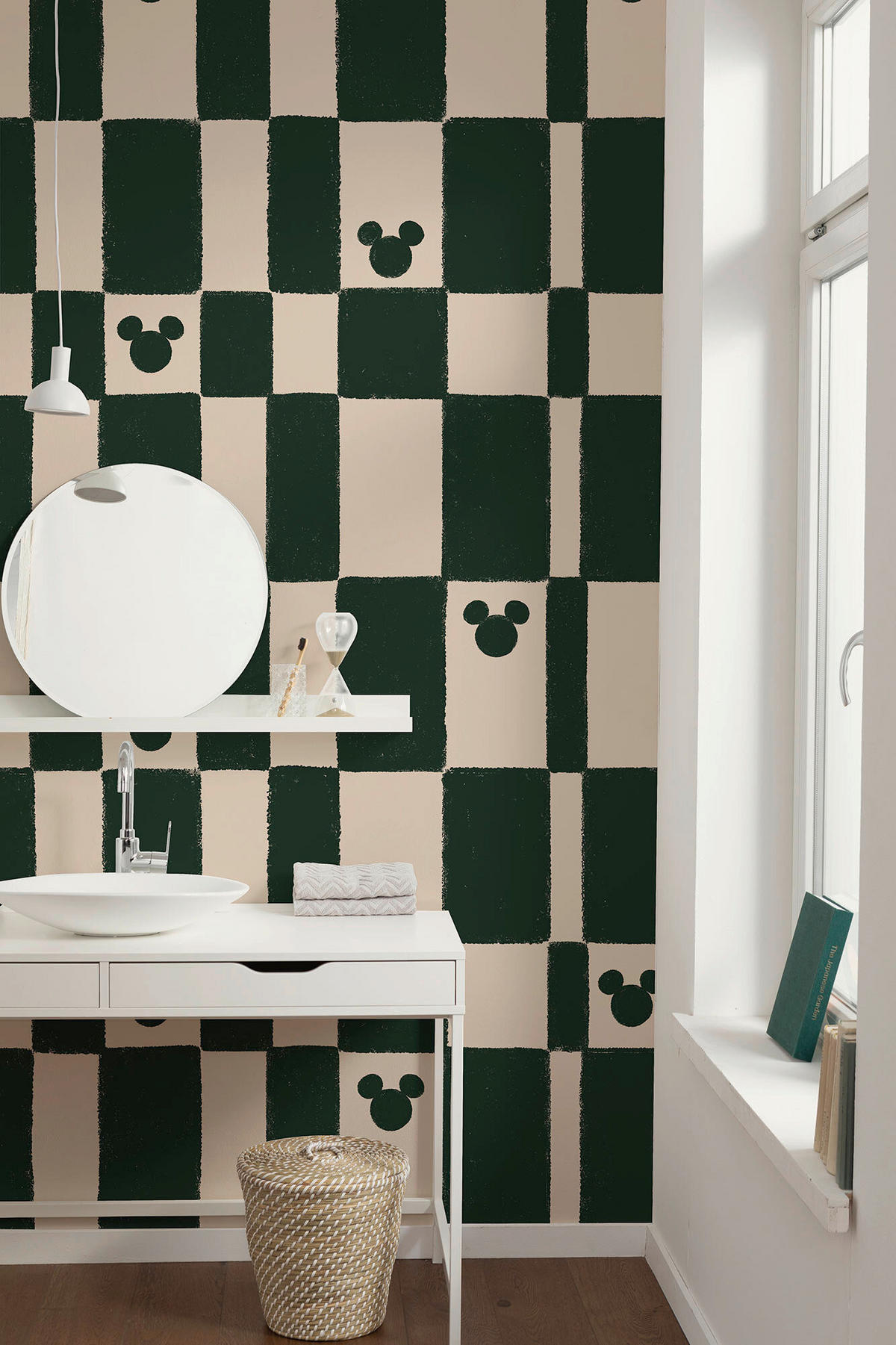 FOTOTAPETE MICKEY MOUSE GREEN CHESS  - Grün, Design, Textil (200/250cm) - Disney