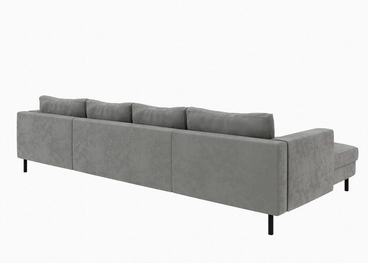 WOHNLANDSCHAFT Anthrazit Struktur  - Anthrazit/Schwarz, MODERN, Textil/Metall (161/306/161cm) - Trendmanufaktur