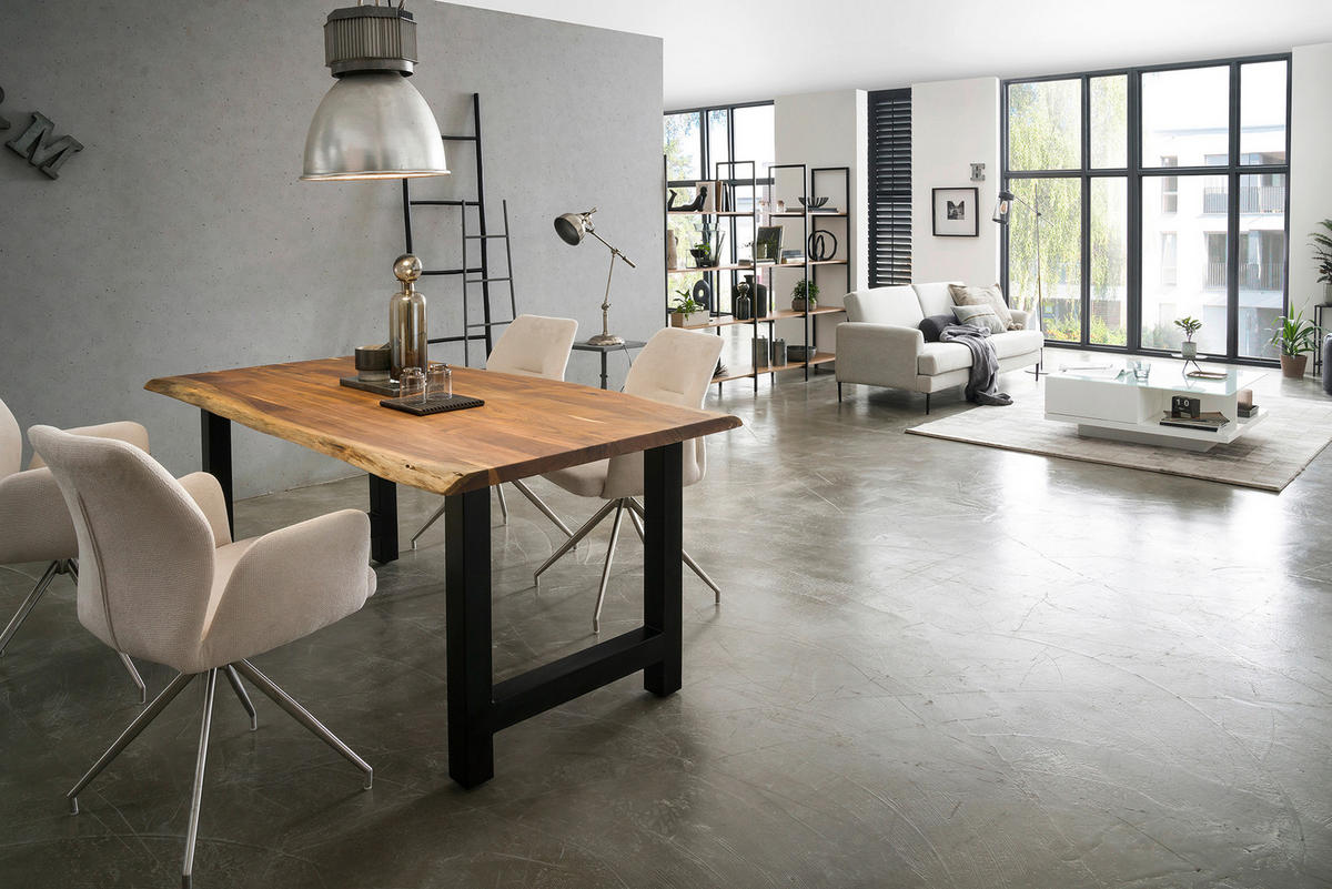 ESSTISCH in Holz 140/80/76,5 cm  - Schwarz/Naturfarben, MODERN, Holz/Metall (140/80/76,5cm) - Livetastic