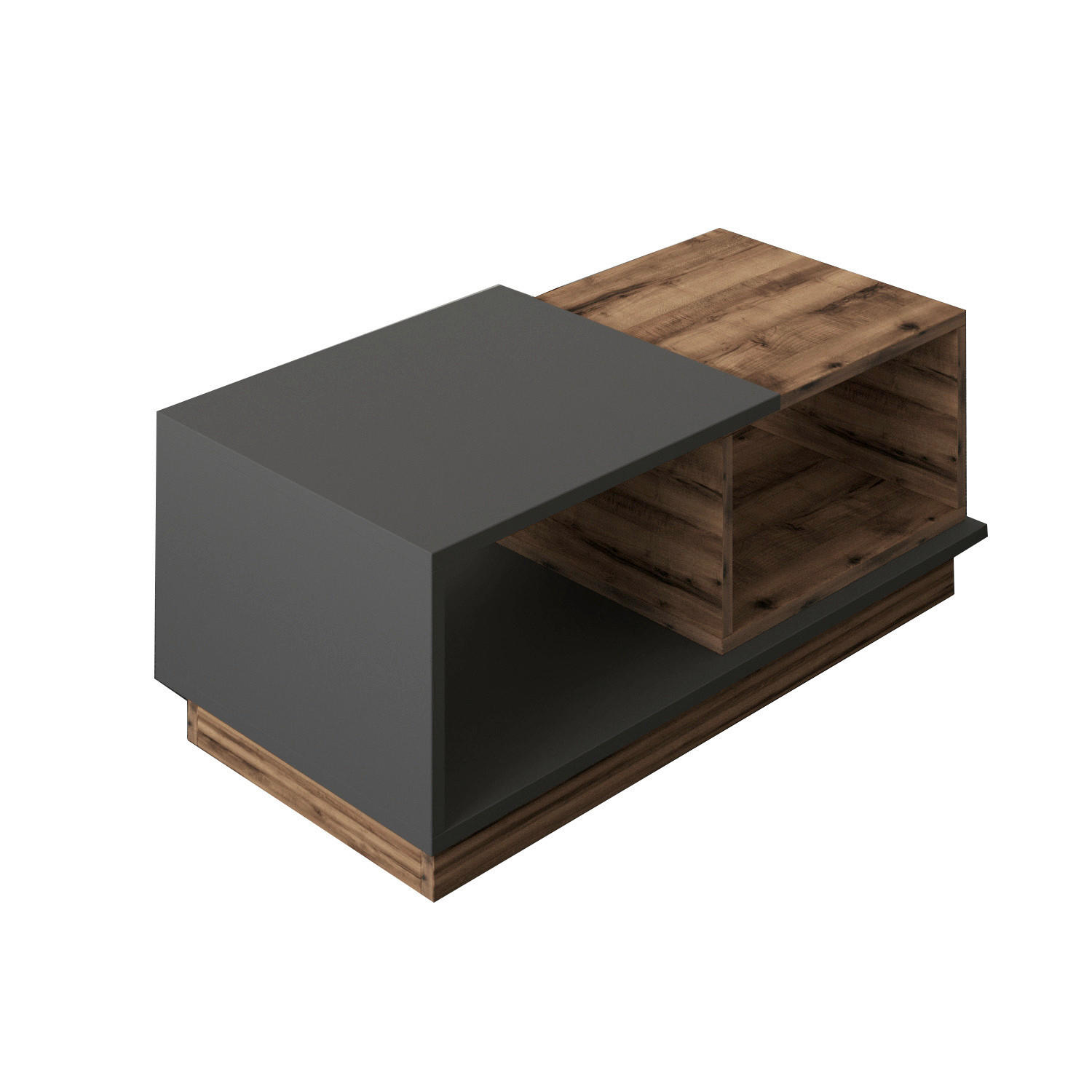 COUCHTISCH 90/45/36 cm Anthrazit, Nussbaumfarben  - Anthrazit/Nussbaumfarben, Design, Holzwerkstoff (90/45/36cm) - Livetastic