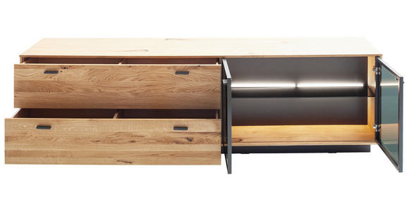 LOWBOARD Anthrazit, Eichefarben  209/61/50 cm  - Eichefarben/Anthrazit, Natur, Glas/Holz (209/61/50cm) - Linea Natura