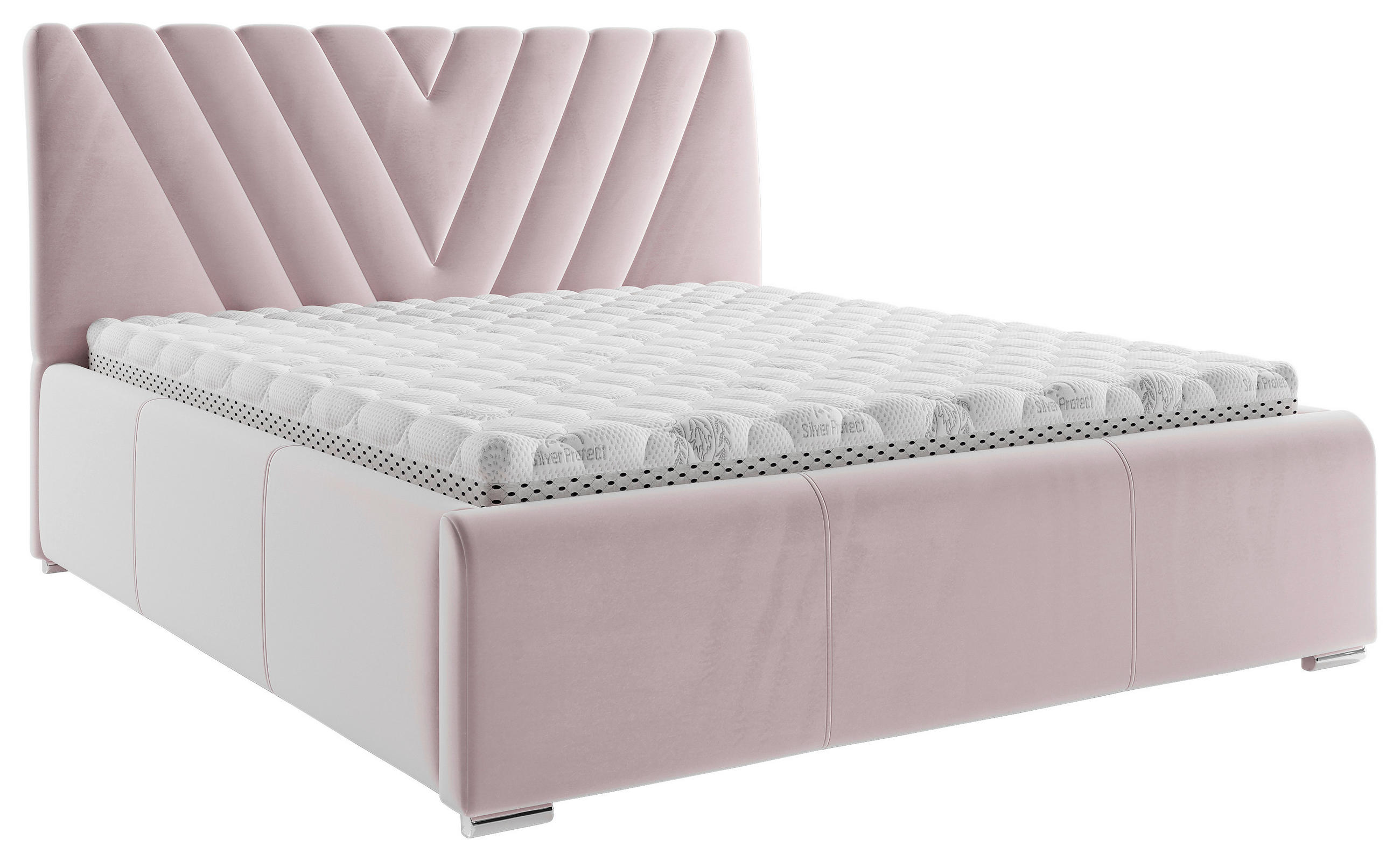 POLSTERBETT 180/200 cm  Hellrosa  - Chromfarben/Hellrosa, Konventionell, Holz/Kunststoff (180/200cm) - Boxxx