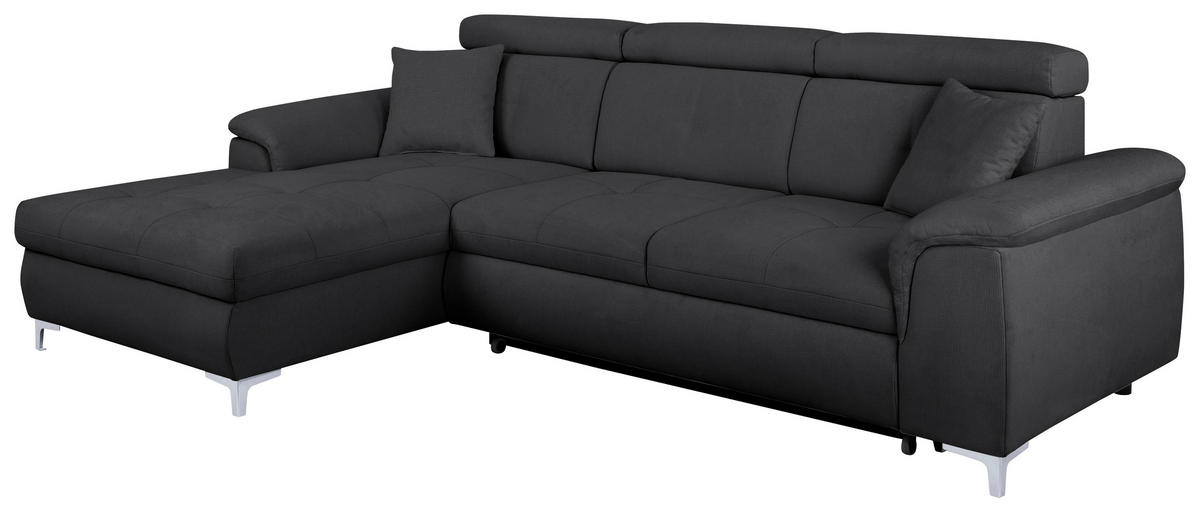 ECKSOFA in Flachgewebe Dunkelgrau  - Chromfarben/Dunkelgrau, Konventionell, Textil/Metall (175/268cm) - Carryhome