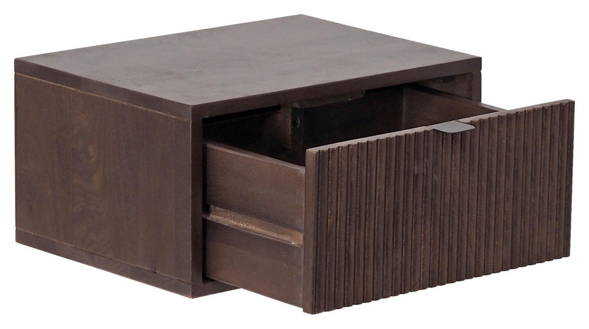 NACHTKÄSTCHEN 40/20/30 cm  in Hartholz Mangoholz Walnussfarben  - Walnussfarben/Schwarz, MODERN, Holz/Metall (40/20/30cm) - MID.YOU