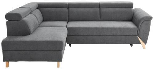 ECKSOFA Dunkelgrau Webstoff  - Dunkelgrau/Naturfarben, KONVENTIONELL, Holz/Textil (200/265cm) - Stylife