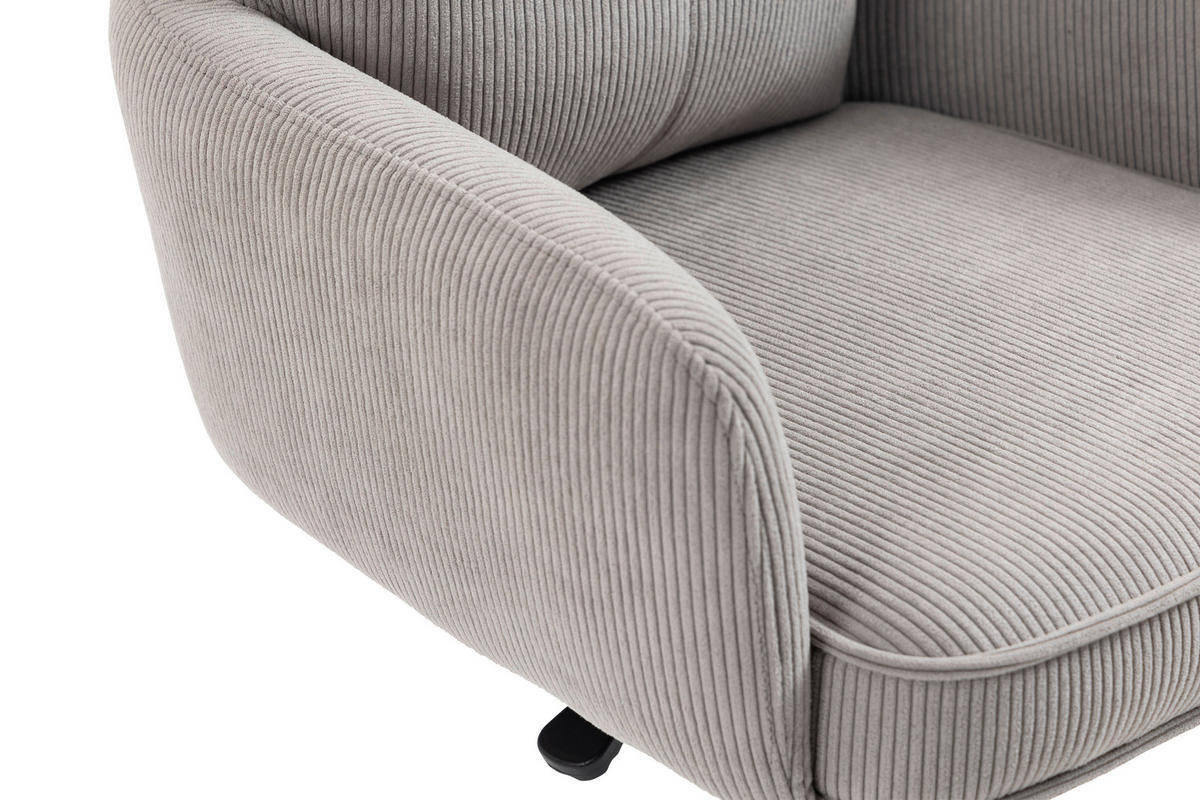 BARHOCKER Cord Taupe Eisen Sitzfläche 360° drehbar, Stoffauswahl, inklusive Armlehnen  - Taupe/Schwarz, Design, Textil/Metall (54/98-120/58cm) - Novel