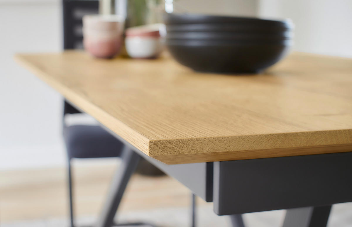 ESSTISCH in Metall, Holzwerkstoff 160-225/90/75 cm  - Eichefarben/Anthrazit, Design, Holzwerkstoff/Metall (160-225/90/75cm) - Venjakob