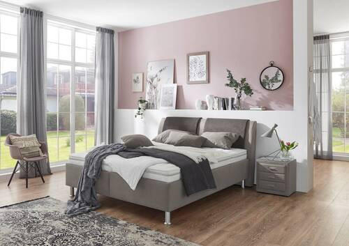 POLSTERBETT 180/200 cm  in Anthrazit, Hellgrau  - Weiss/Anthrazit, Konventionell, Holz/Holzwerkstoff (180/200cm) - Beldomo - Sleep