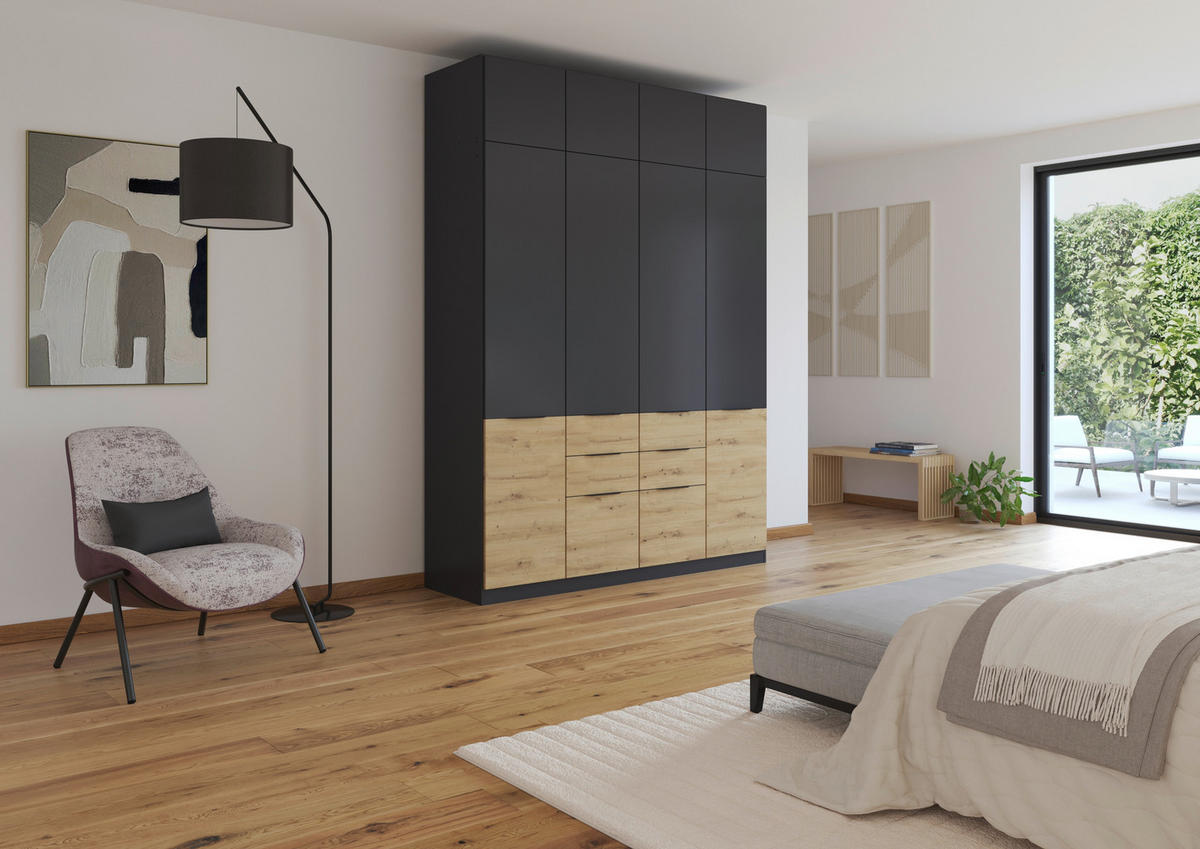 KLEIDERSCHRANK 181/210/54 cm 4-türig Eiche Artisan, Grau  - Eiche Artisan/Grau, KONVENTIONELL, Holzwerkstoff/Kunststoff (181/210/54cm) - James Wood