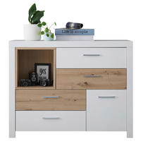 KOMMODE  in 120/94/38 cm  - Chromfarben/Eichefarben, Design, Holzwerkstoff/Metall (120/94/38cm) - Xora