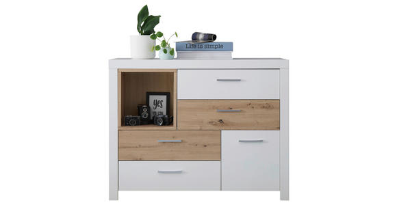 KOMMODE  in 120/94/38 cm  - Chromfarben/Eichefarben, Design, Holzwerkstoff/Metall (120/94/38cm) - Xora