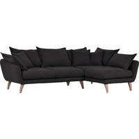 WOHNLANDSCHAFTL-Form  in Mikrofaser Anthrazit  - Anthrazit/Naturfarben, Trend, Holz/Textil (267/170cm) - Ambia Home