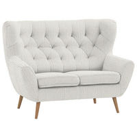 2-SITZER-SOFA in Cord Creme  - Eichefarben/Creme, Design, Holz/Textil (137/101/95cm) - Stylife