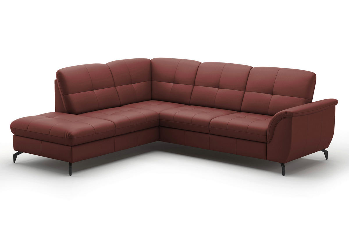 ECKSOFA in Vliesstoff Kombination Echtleder/Stoff Rotbraun  212/244 cm  - Rotbraun/Schwarz, MODERN, Leder/Textil (212/244cm) - Sit & More