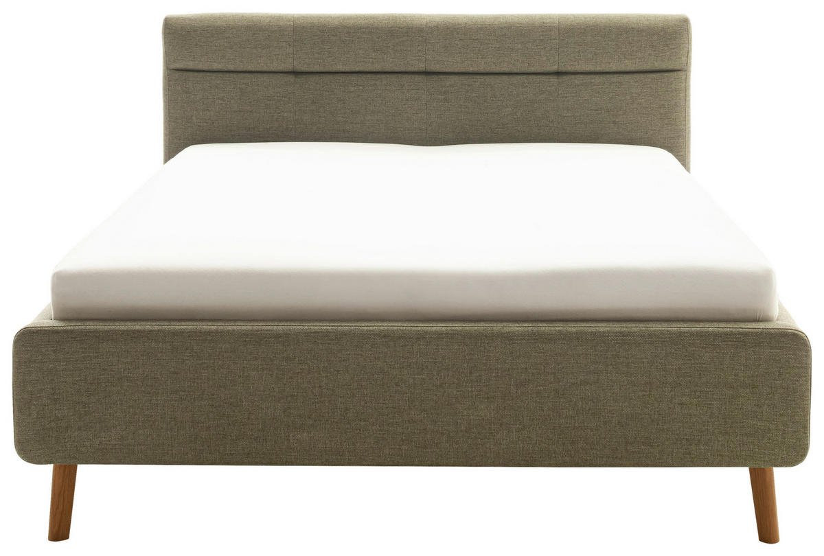 POLSTERBETT Lotte Lattenrost, Bettkasten 180/200 cm  in Grün  - Eichefarben/Birkefarben, KONVENTIONELL, Holz/Textil (180/200cm) - Boxxx