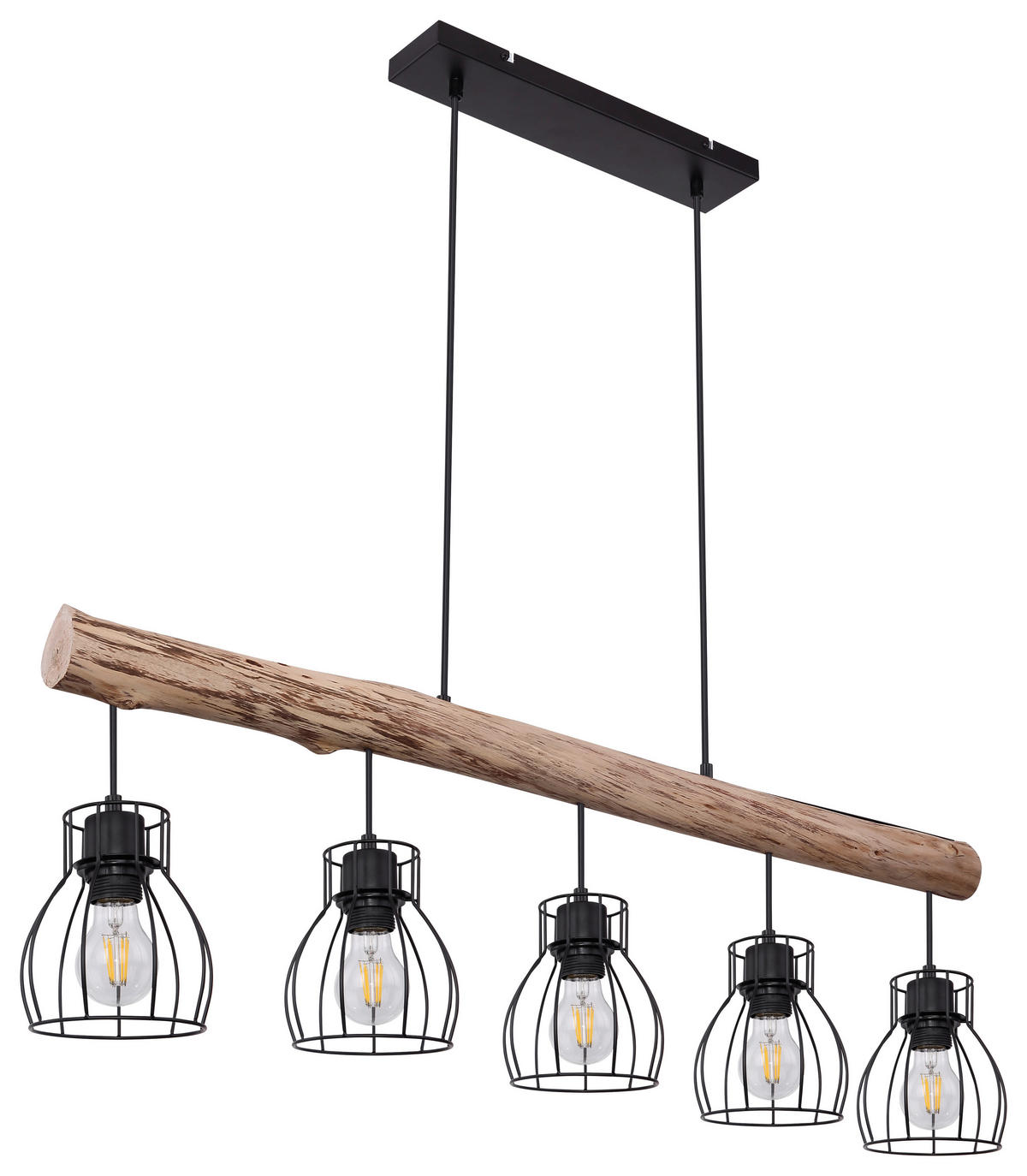 ZÁVĚSNÉ SVÍTIDLO, 104/13,6/140 cm  - černá/přírodní barvy, Basics, kov/dřevo (104/13,6/140cm) - Globo