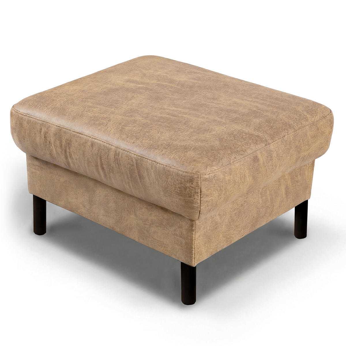 HOCKER in Textil, Leder Sandfarben  - Sandfarben, Design, Leder/Textil (70/48/60cm) - Livetastic