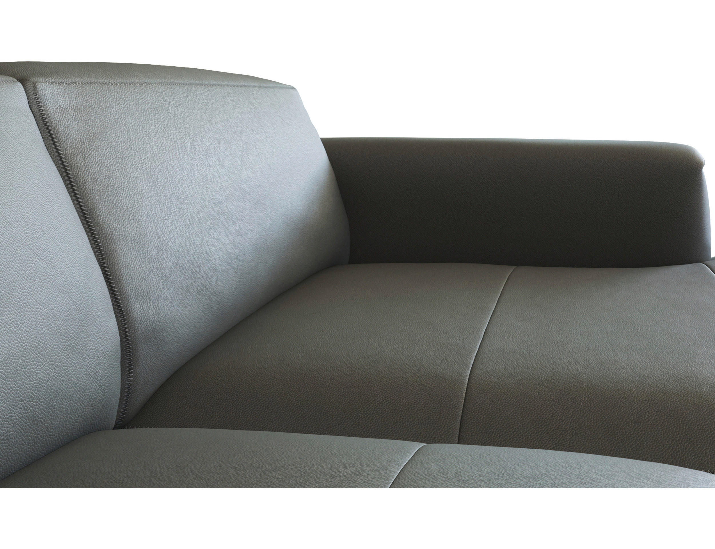 ECKSOFA Dunkelgrau Echtleder  - Dunkelgrau/Schwarz, Design, Leder/Holz (317/171cm) - Livetastic