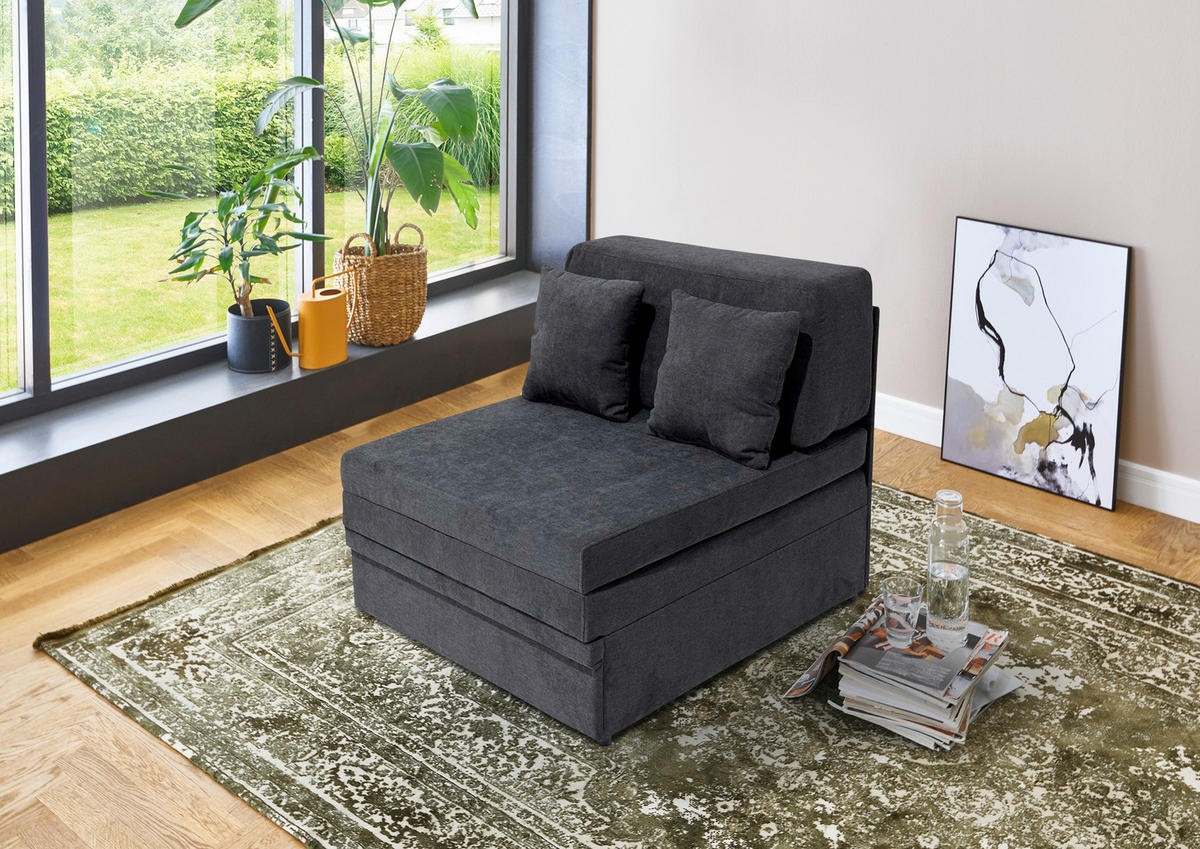 FOTELJA NA RAZVLAČENJE 90/100/90 cm , siva  - siva, Moderno, tekstil (90/100/90cm) - Carryhome