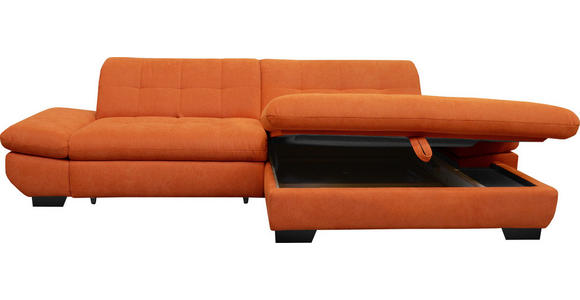 ECKSOFA  in Mikrofaser Orange  290/198 cm  - Schwarz/Orange, Design, Textil/Metall (290/198cm) - Xora
