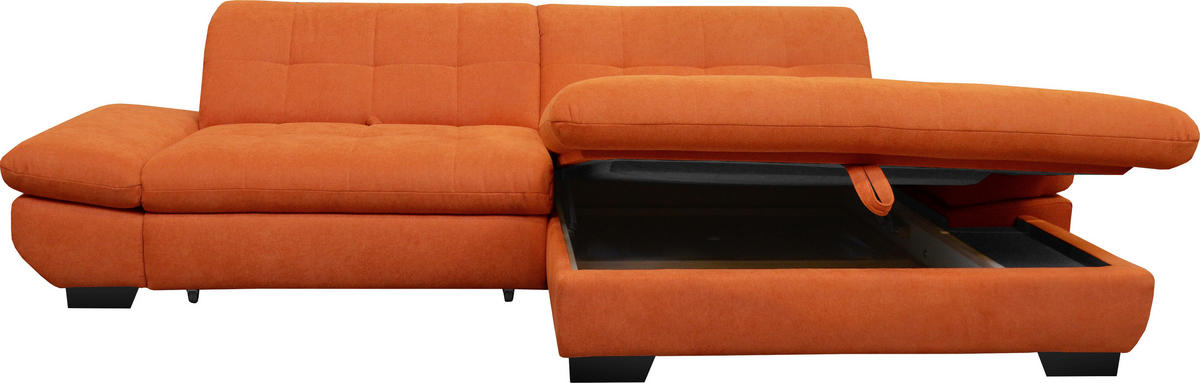 ECKSOFA in Mikrofaser Orange  - Schwarz/Orange, Design, Textil/Metall (290/198cm) - Xora