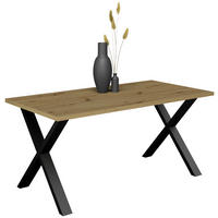 ESSTISCH      - Eichefarben/Schwarz, MODERN, Holzwerkstoff/Metall (140/90/78cm) - Livetastic