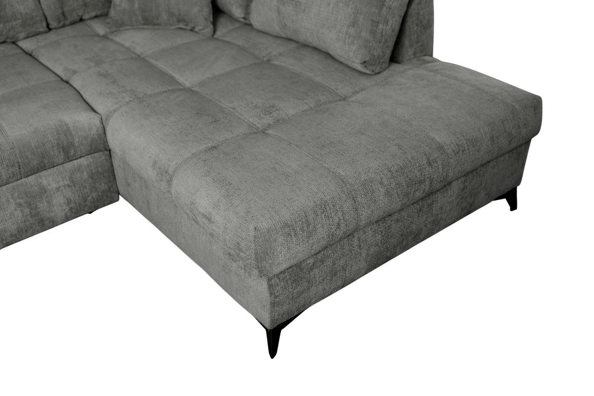 ECKSOFA LIVANO Grau Chenille Liegefläche im Originalstoff  - Schwarz/Grau, Design, Textil/Metall (250/190cm) - MID.YOU