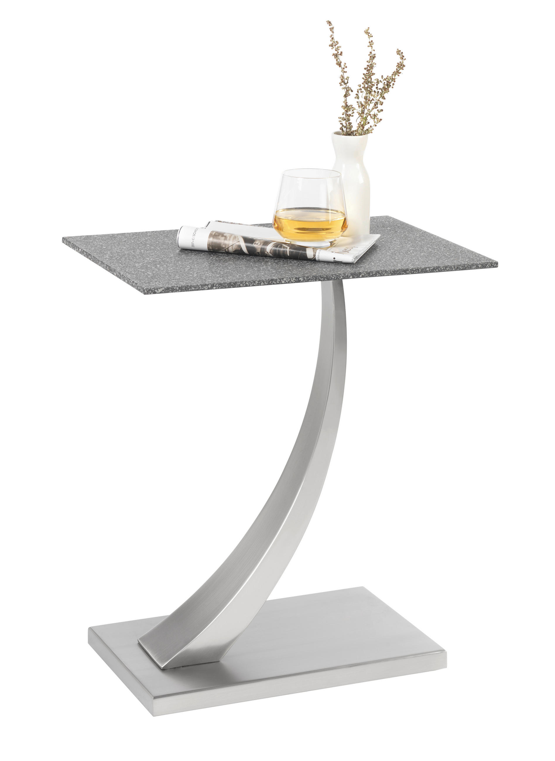 BEISTELLTISCH 30,5/45,7/54,6 cm Silberfarben, Dunkelgrau rechteckig  - Dunkelgrau/Silberfarben, Design, Glas/Metall (30,5/45,7/54,6cm) - Xora