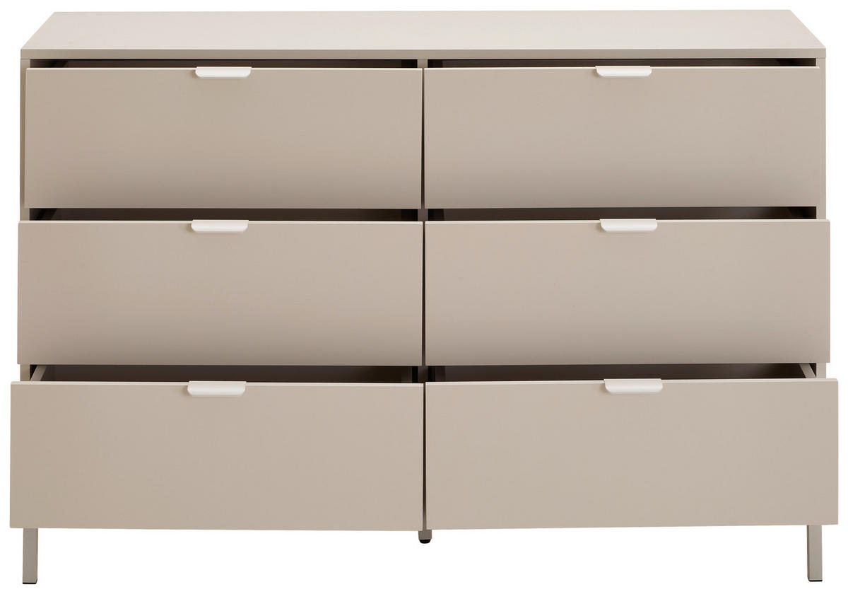 KOMMODE , 120/80/40 cm, 6 Schublade(n)  - Kaschmir, Design, Holzwerkstoff/Metall (120/80/40cm) - MID.YOU