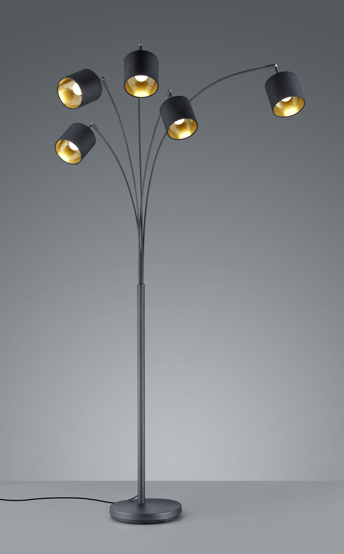 OBLÚKOVÁ LAMPA, 71,5/200 cm  - čierna/zlatá, Lifestyle, kov/textil (71,5/200cm)