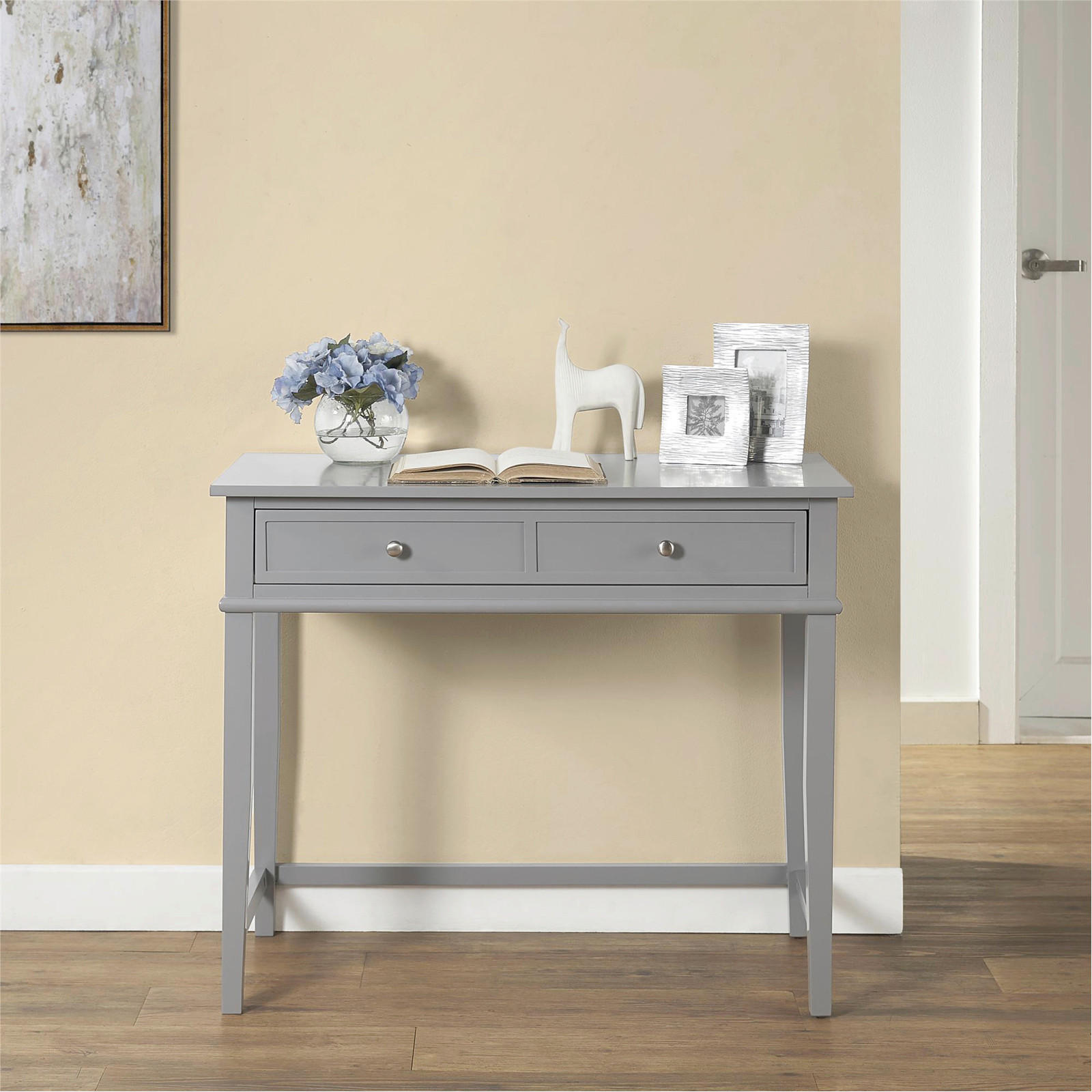 SCHREIBTISCH  in Grau  - Silberfarben/Grau, Design, Holzwerkstoff/Metall (89/75/45cm) - MID.YOU