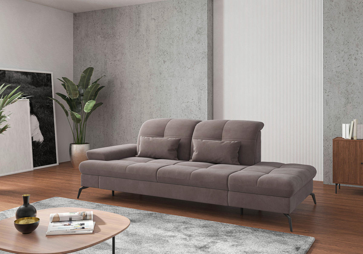 RÉCAMIERE in Flachgewebe Taupe  - Taupe/Schwarz, Konventionell, Textil/Metall (231/90/122cm) - Sit & More