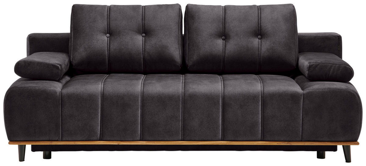SCHLAFSOFA  mit Stoffauswahl, Rücken echt Webstoff Dunkelbraun  - Dunkelbraun/Schwarz, Design, Holz/Textil (206/77-87/102cm) - Novel